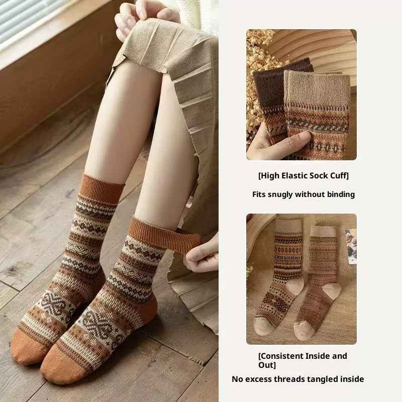 Women's Bunching Retro Mid-calf Socks Ethnic Style