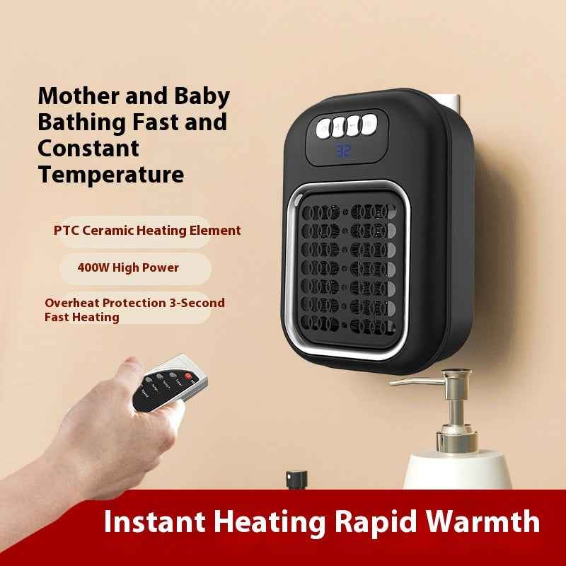 Wall Mounted Electric Heater with Remote Control and Adjustable Silent Thermostat for Home, Office, and Bathroom Winter Use