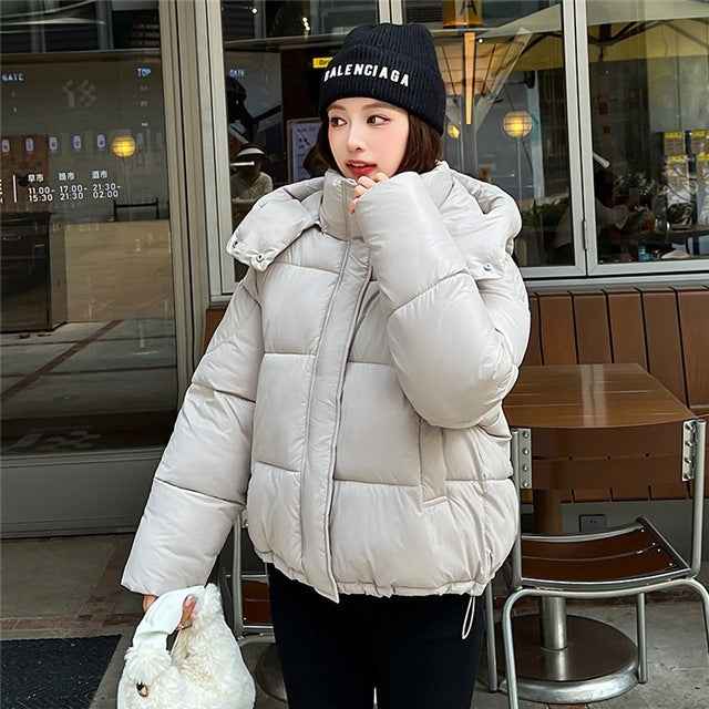 Elegant Fluffy Hooded Puffer Jacket Coat for Warm Commute
