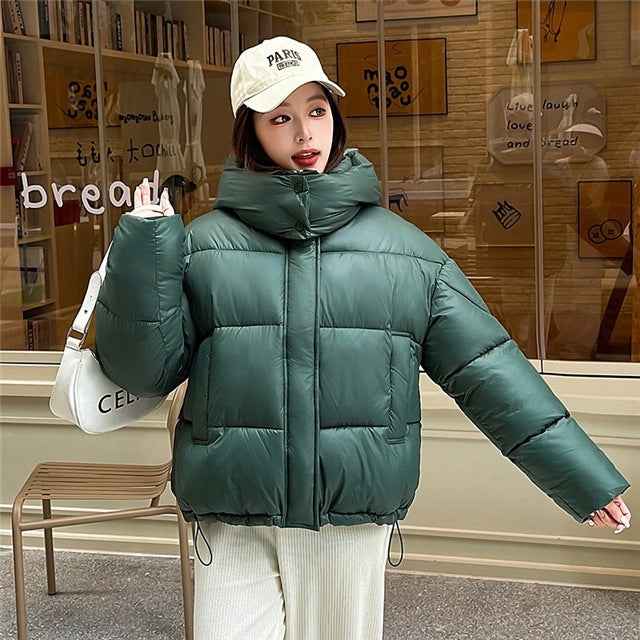 Elegant Fluffy Hooded Puffer Jacket Coat for Warm Commute
