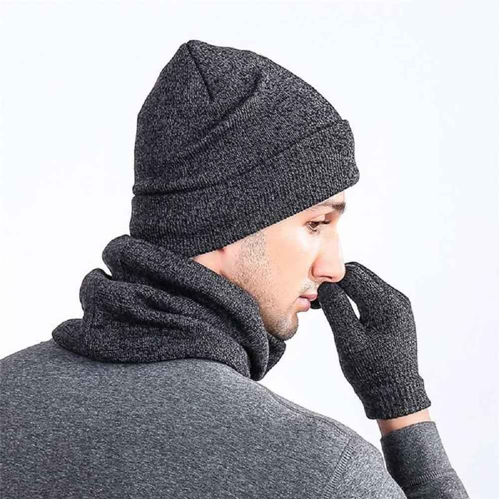 Men's 3-Piece Winter Set - Beanie Hat, Neck Warmer & Touch Screen Gloves