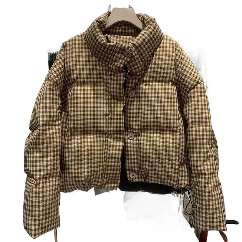 Thickened Puffer Jacket - High Waist Cropped Cotton Style