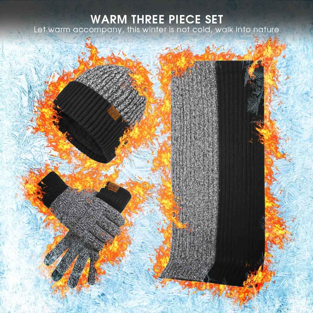 3-Piece Winter Accessories Set - Beanie Hat, Scarf & Touch Screen Gloves