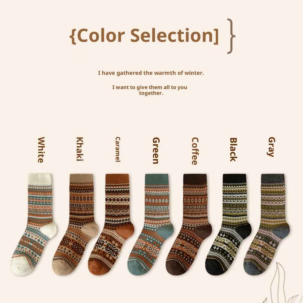 Women's Bunching Retro Mid-calf Socks Ethnic Style