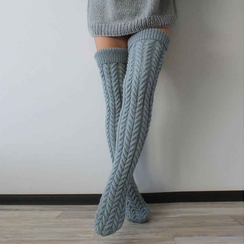 Women's Twist Over-The-Knee Stockings - Bunching Long Socks