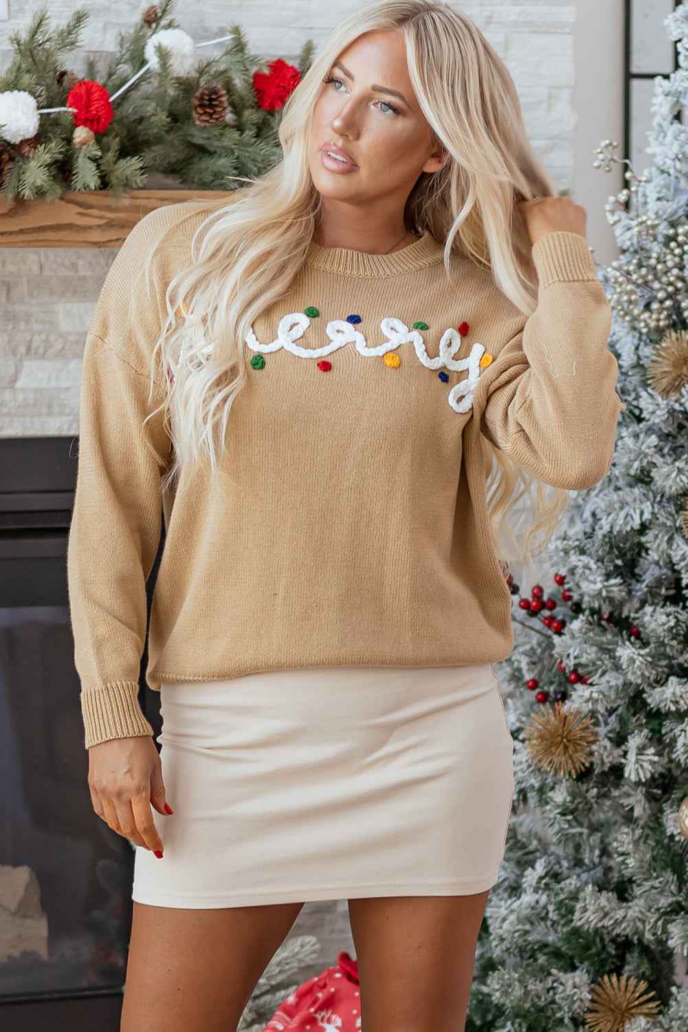 Women's Christmas Merry Dot Dolman Sleeve Sweater - Festive Holiday Knit