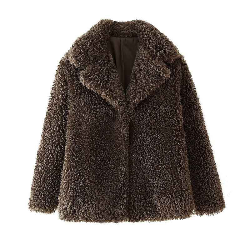 European and American Style Women's Fashion Fur Coat - Trendy Artificial Fur Effect Jacket for Women
