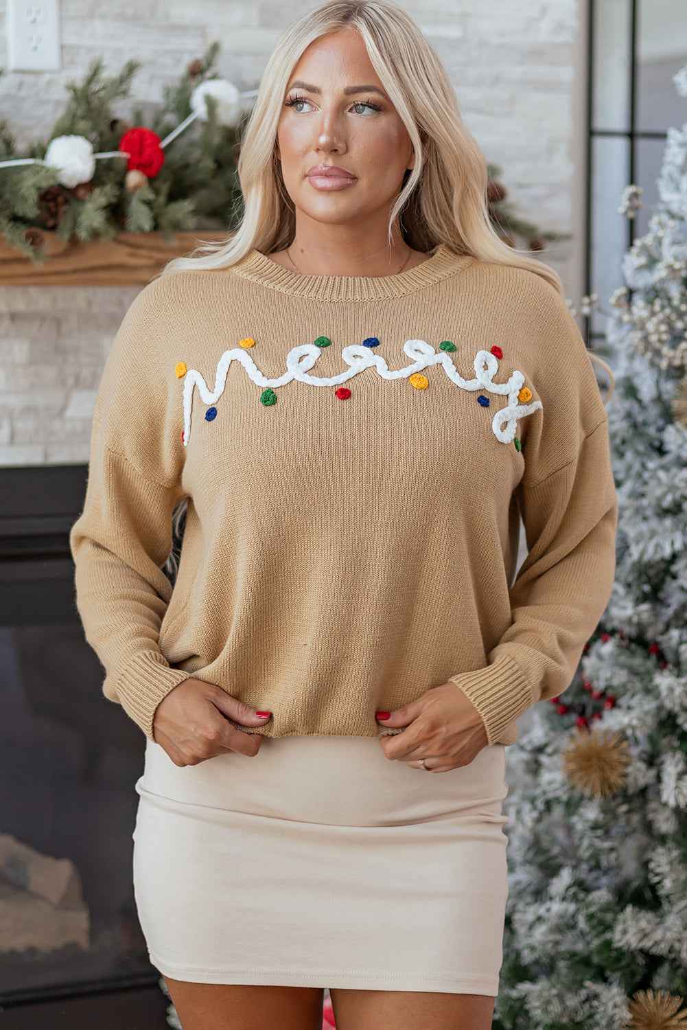 Women's Christmas Merry Dot Dolman Sleeve Sweater - Festive Holiday Knit